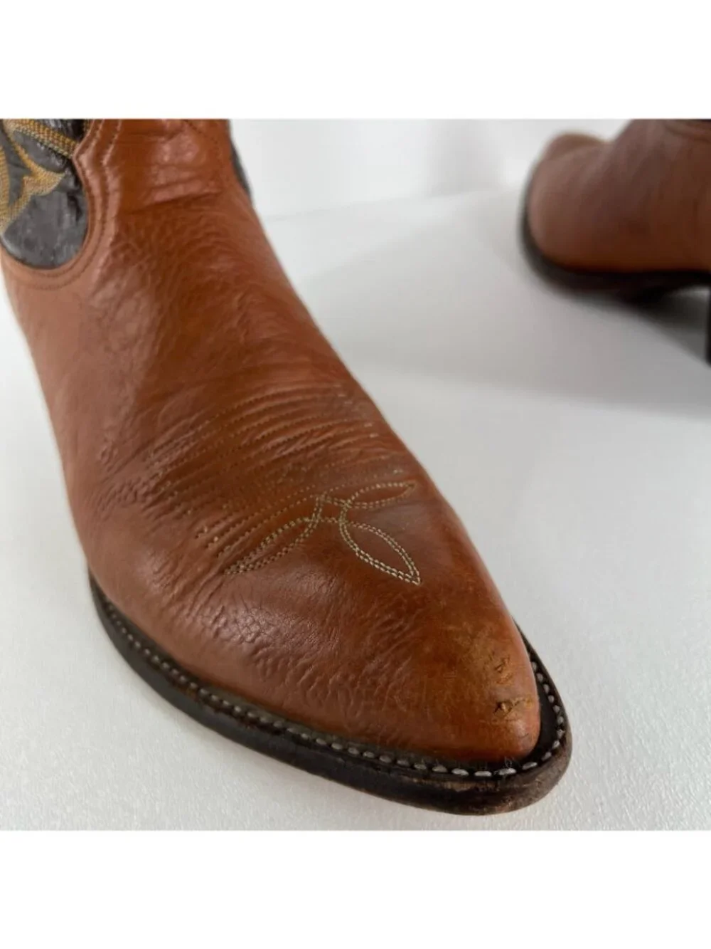 Tony Lama 6552 Cowboy Boots Mens 10 D Leather Vintage Western Two Tone USA Brown